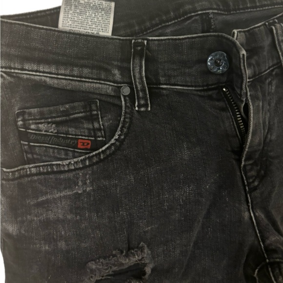 Diesel Charcoal Distressed Skinny Jeans - Picture 2 of 5